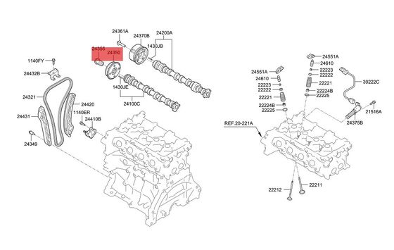 คัน OCV Valve Hyundai Kia คันควบคุมน้ํามัน 24355-03HA0 Ioniq Elantra Niro